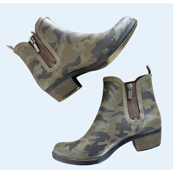 LUCKY BRAND Camouflage Chelsea Ankle Rain Waterproof Boots Sz 6 - Picture 2 of 8